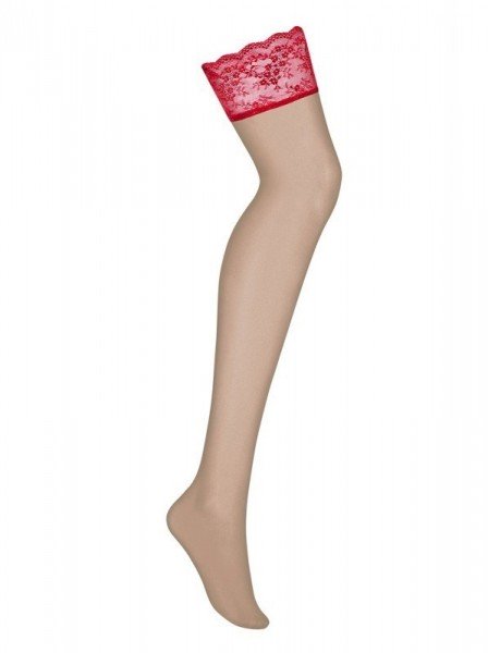 Sexy calze nude con balza rossa Obsessive Lovica Obsessive Lingerie in vendita su intimo.uno