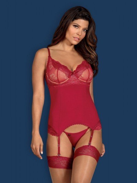 Sexy corsetto e perizoma Obsessive Rosalyne rosso Obsessive Lingerie in vendita su intimo.uno