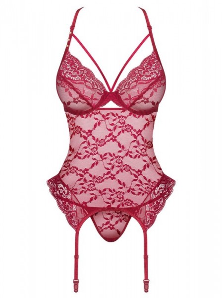 Sexy corsetto rosso con perizoma Obsessive Ivetta Obsessive Lingerie in vendita su intimo.uno