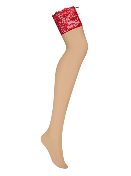 Sexy calze da reggicalze nude con balza rossa Obsessive Rediosa Obsessive Lingerie in vendita su intimo.uno