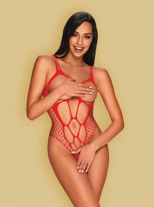 Sexy body rosso aperto all'inguine con coppe carioca Obsessive B133 Obsessive Lingerie in vendita su intimo.uno