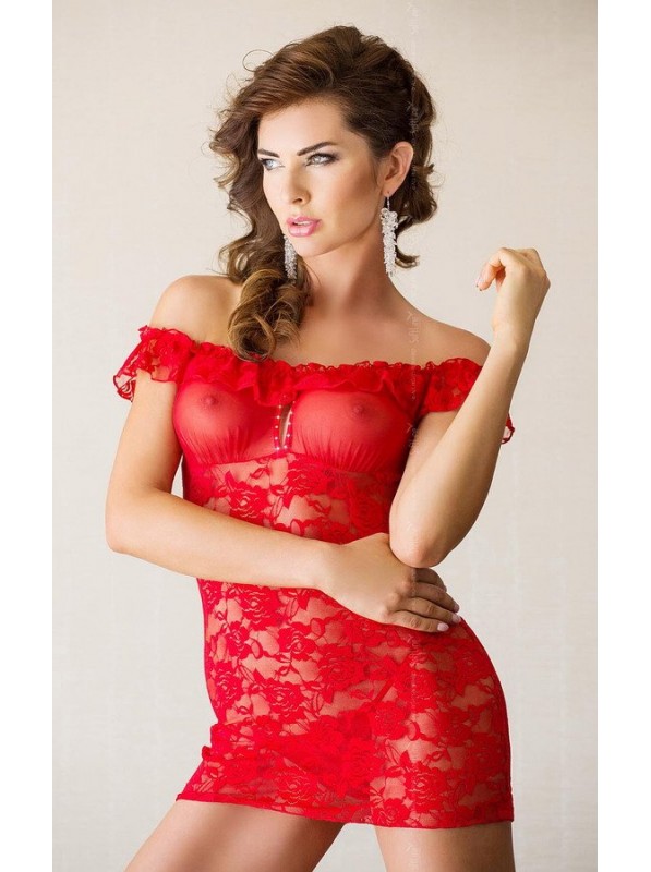 Sexy chemise in pizzo rosso con perizoma Veronica Softland in vendita su intimo.uno