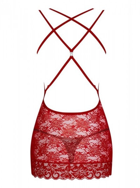 Sexy chemise in pizzo rosso con perizoma Obsessive 860 Obsessive Lingerie in vendita su intimo.uno